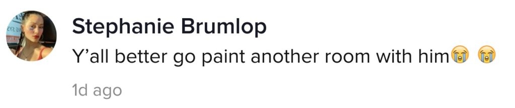 A TikTok comment about boy's reaction to his decorated bedroom.