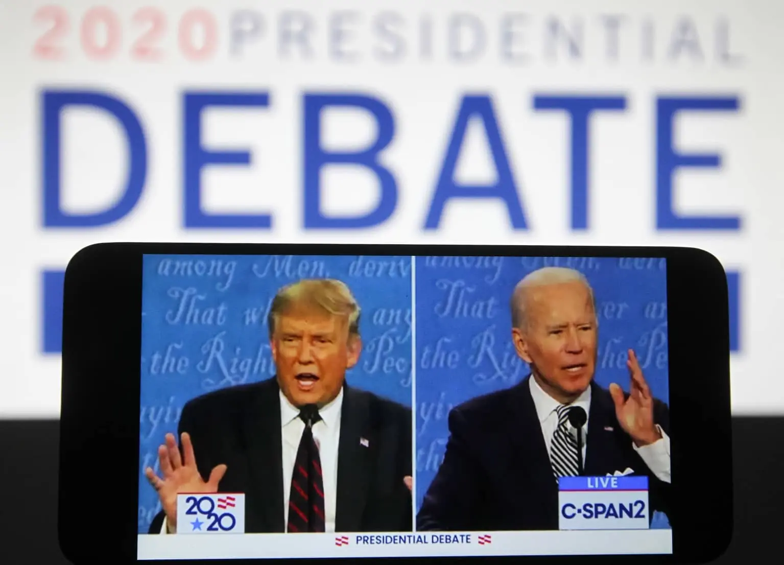 An illustration of the 2020 Presidential Debate. 