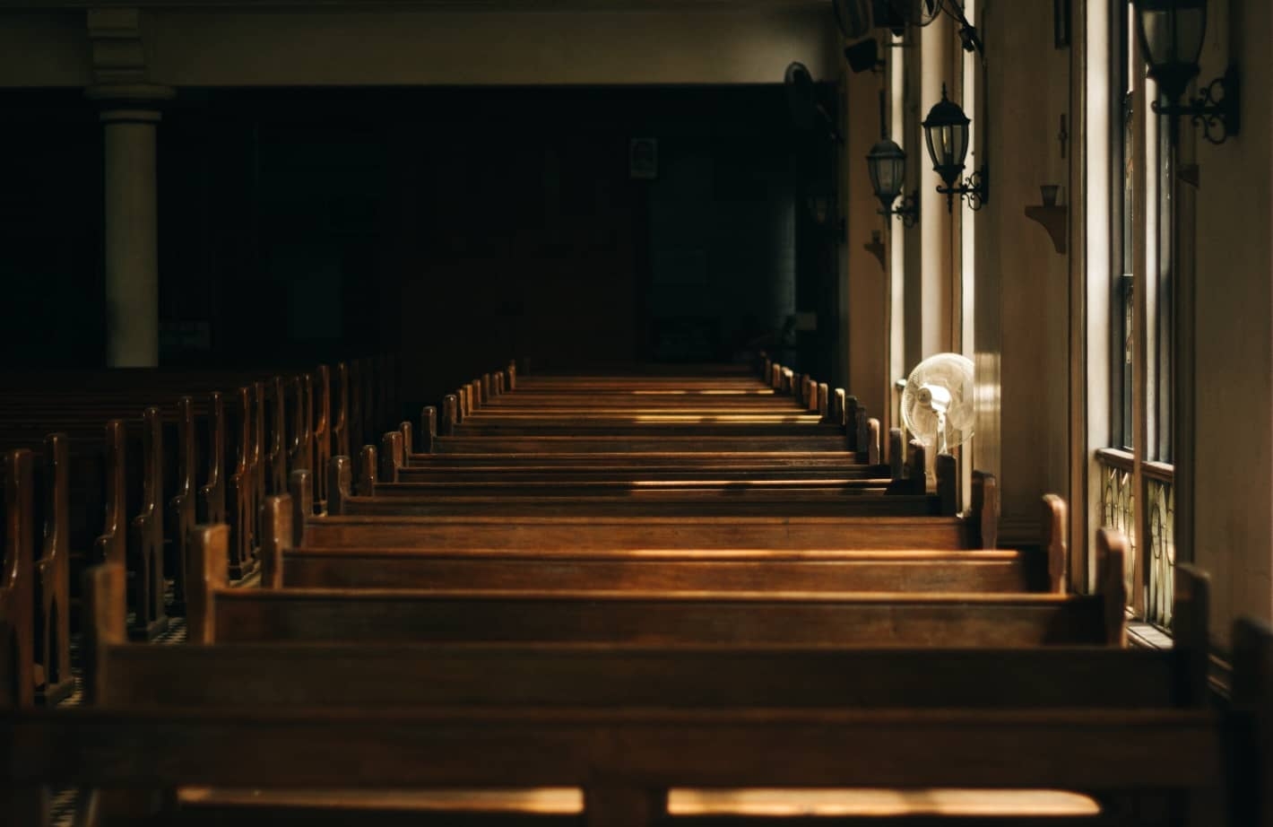 Pews in a church.
