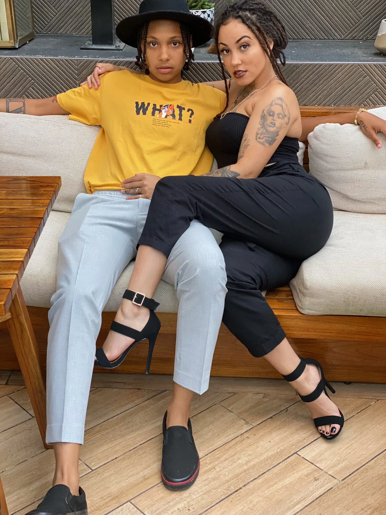 Court and Lex sitting down.