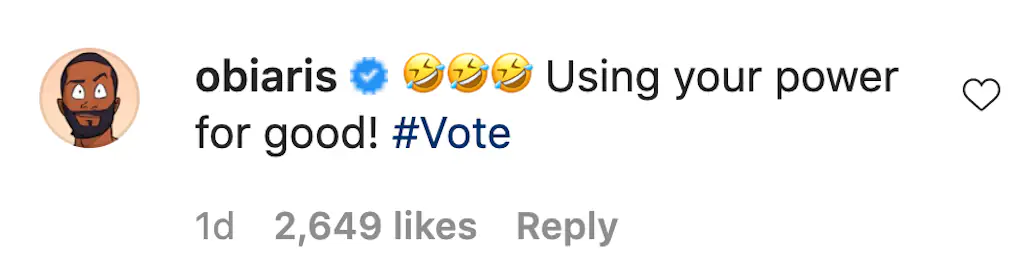An Instagram comment.