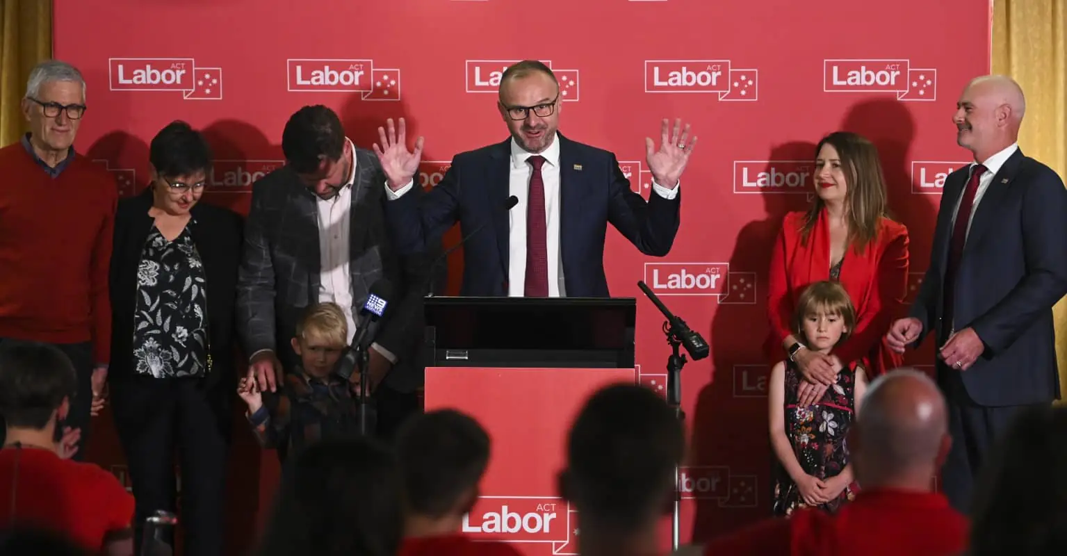 Australia's only openly gay state/territory leader kisses husband after winning on election day