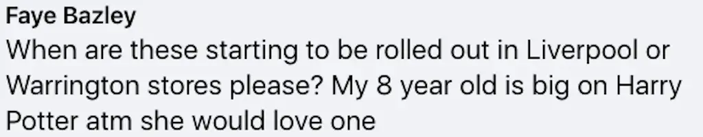 One Facebook user named Faye Bazley commented.