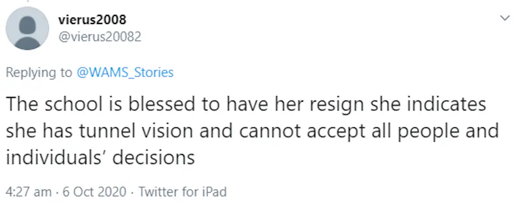 An image of a Twitter comment. 