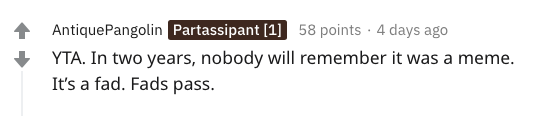 A Reddit comment.