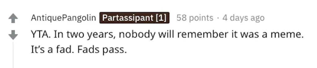 A Reddit comment.