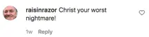 An Instagram comment.