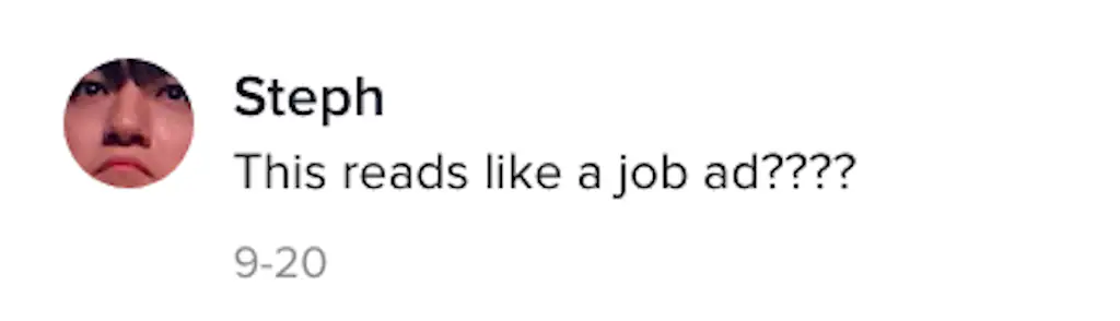 A TikTok comment.