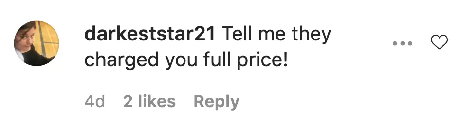 An Instagram comment. 