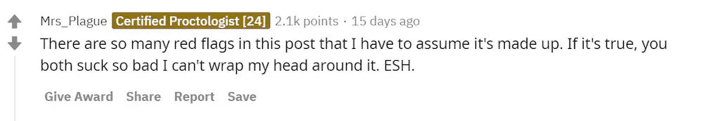 An image of a Reddit comment. 