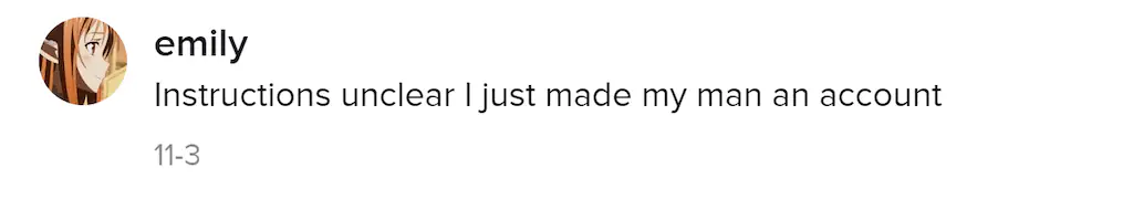 A TikTok comment. 