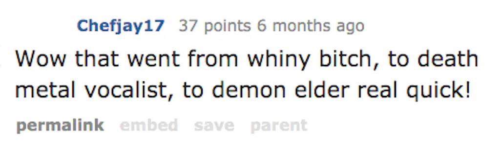 A Reddit comment.
