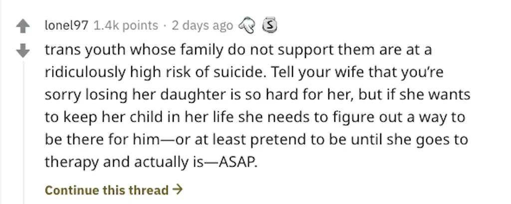 A Reddit comment.