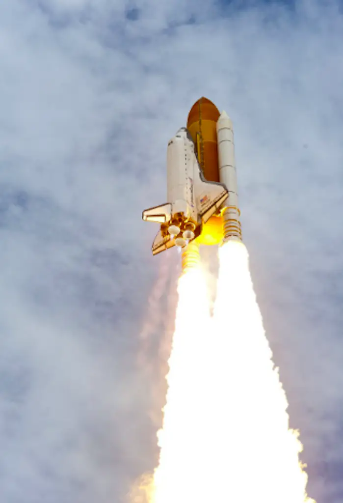 A spaceship being launched.