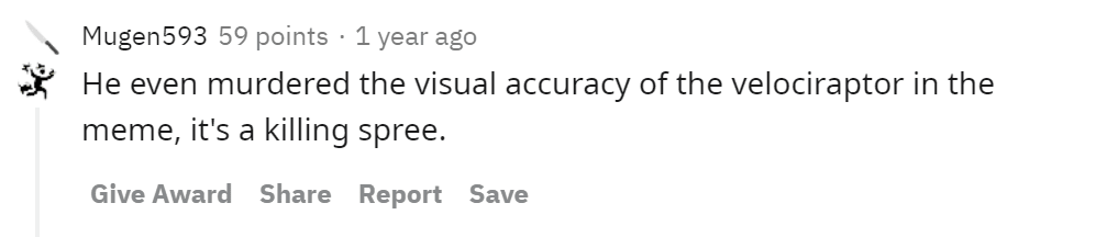 A Reddit comment.