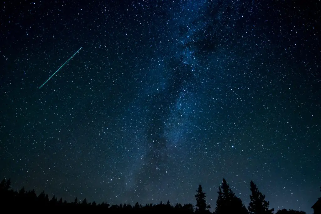 A meteor in the night sky