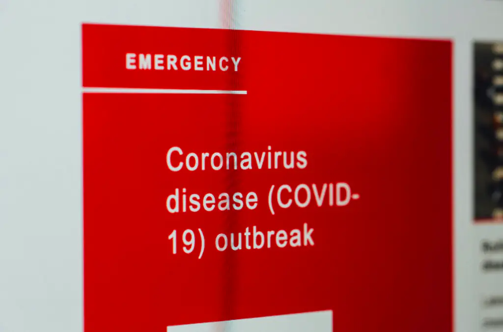 A coronavirus emergency sign.