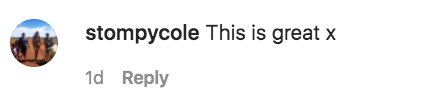An Instagram comment