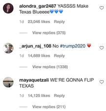 A screenshot of divided Instagram comments on Beyonce