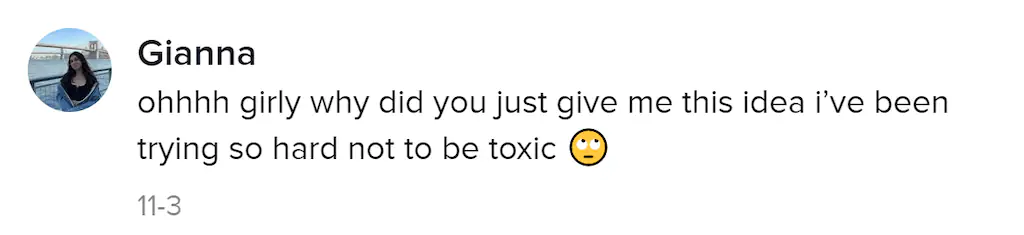 An image of a TikTok comment. 