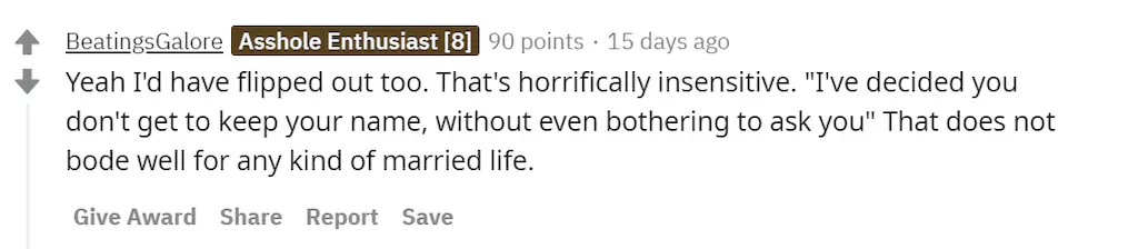 An image of a Reddit comment. 