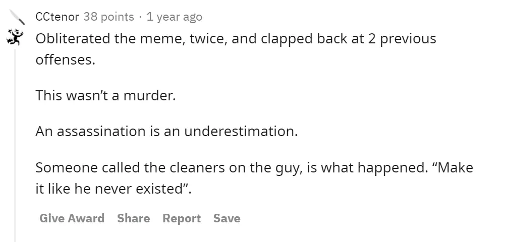 A Reddit comment.