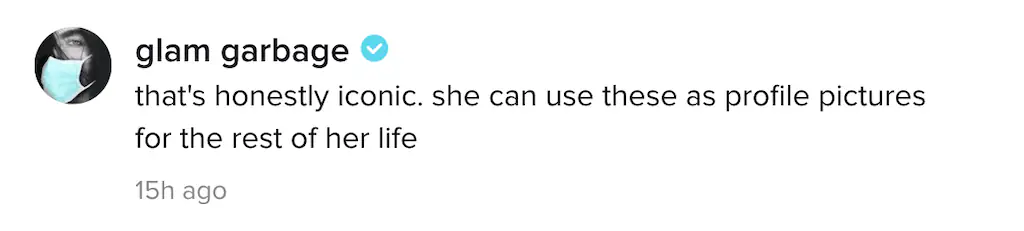 An image of a TikTok comment. 