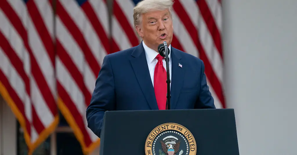 Trump in the rose garden