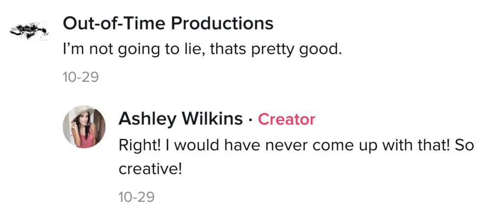 A TikTok comment.