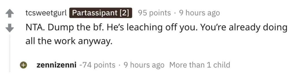 A Reddit comment.
