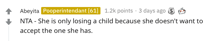 A Reddit comment.