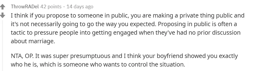 An image of a Reddit comment. 