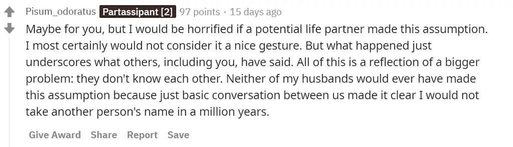 An image of a Reddit comment. 