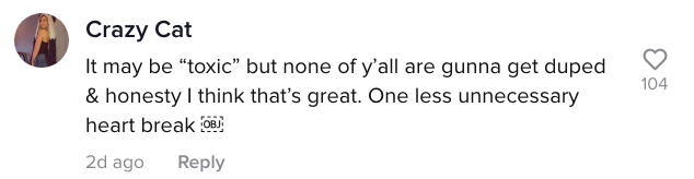 A TikTok comment.