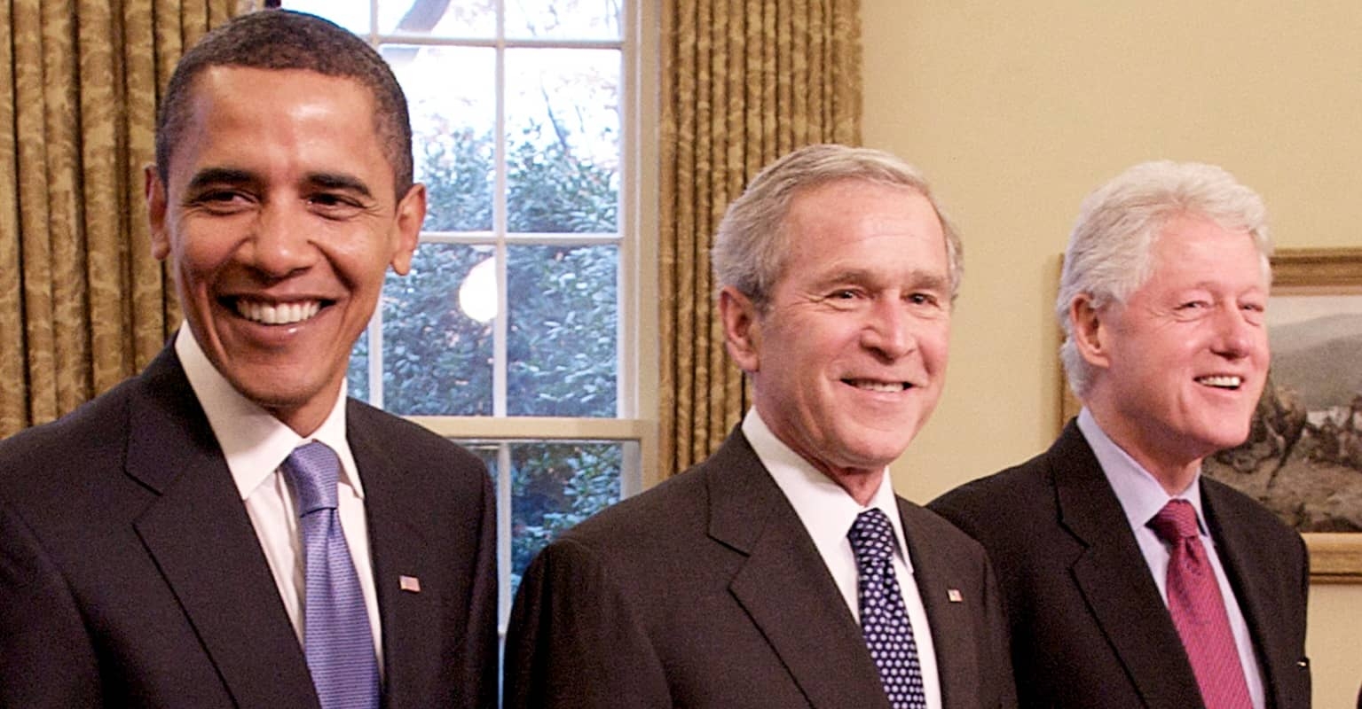 An image of Obama, George Bush, and Bill Clinton. 