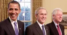 An image of Obama, George Bush, and Bill Clinton. 