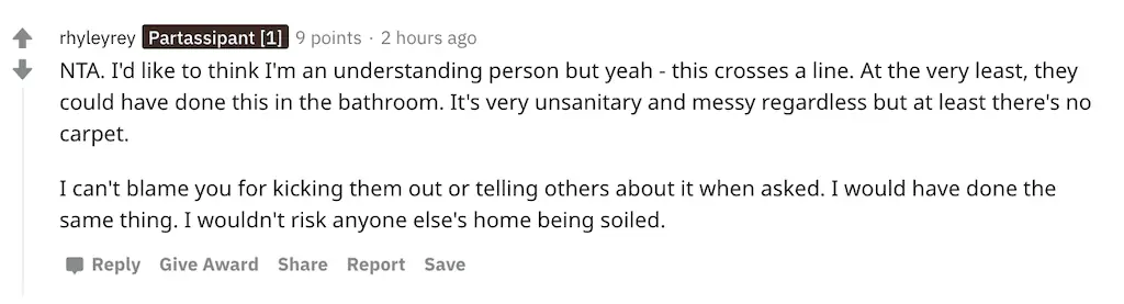 A Reddit comment.