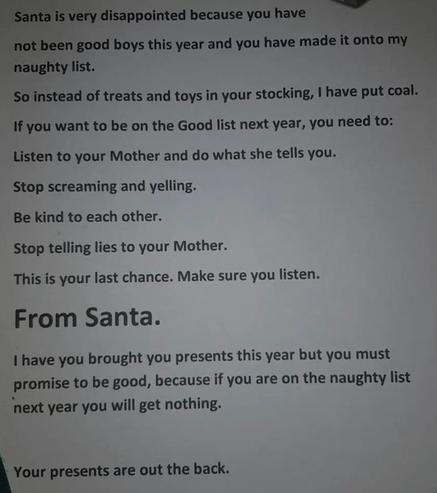 Note from 'santa'