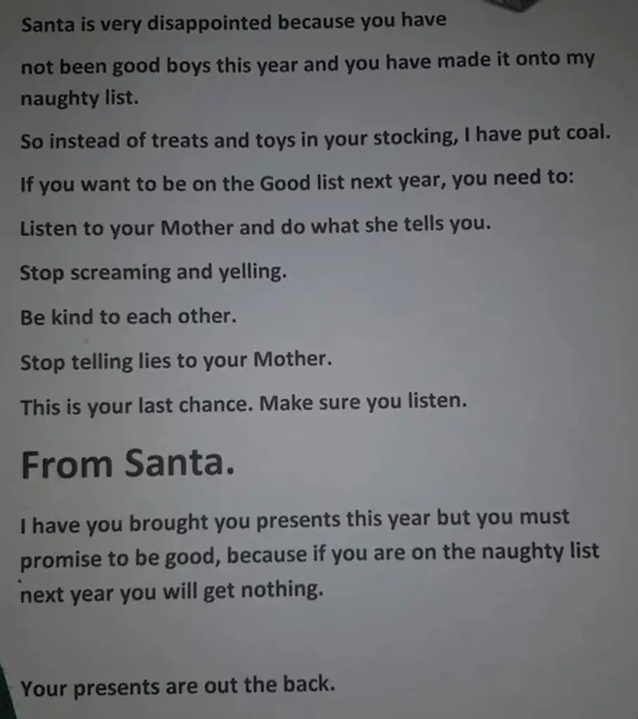 Note from 'santa'