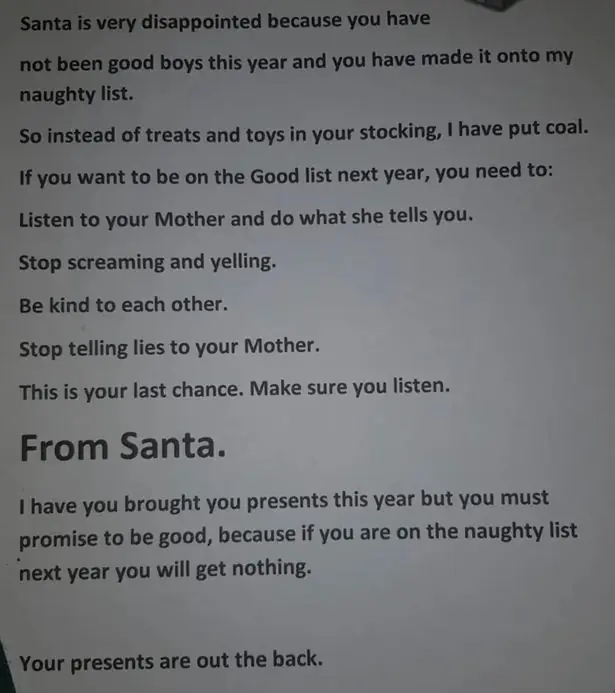 Note from 'santa'