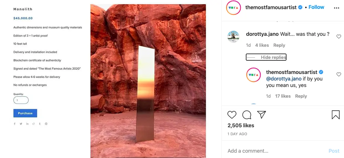 An Instagram comment. 