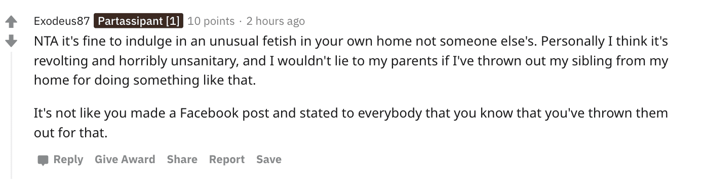 A Reddit comment.