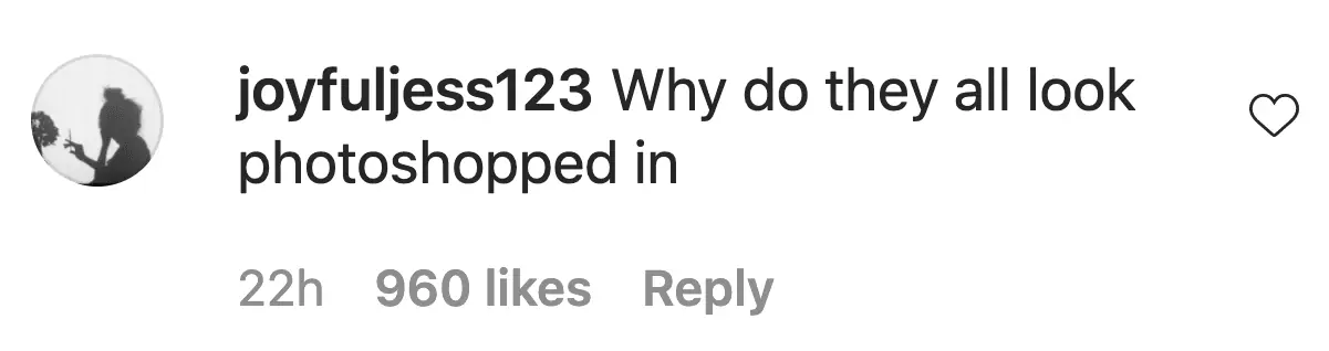 An Instagram comment. 