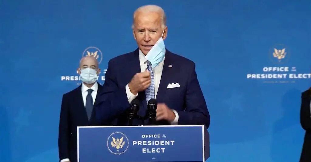 An image of Joe Biden with a face mask.