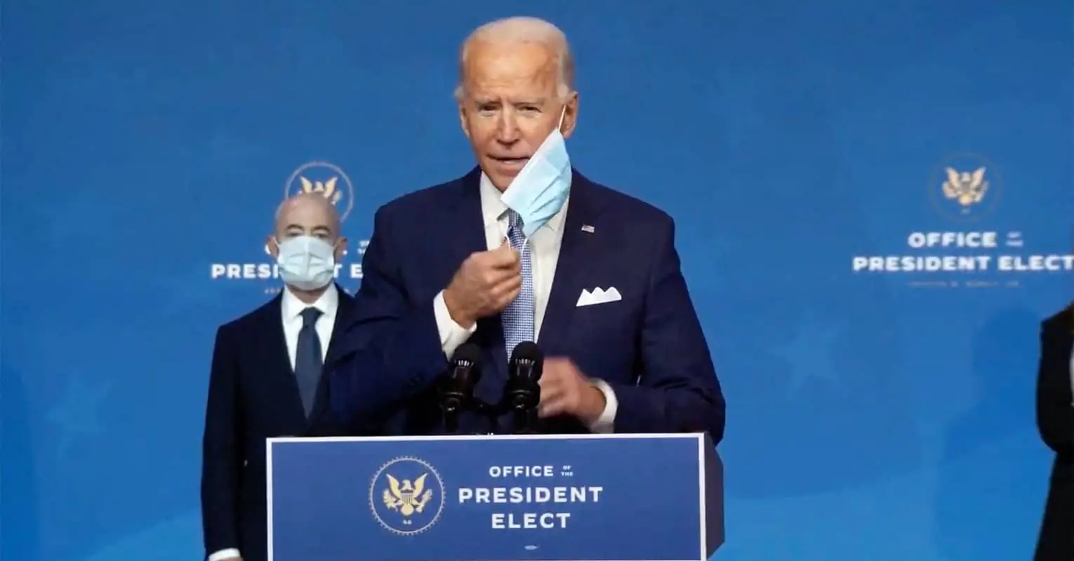 An image of Joe Biden with a face mask.
