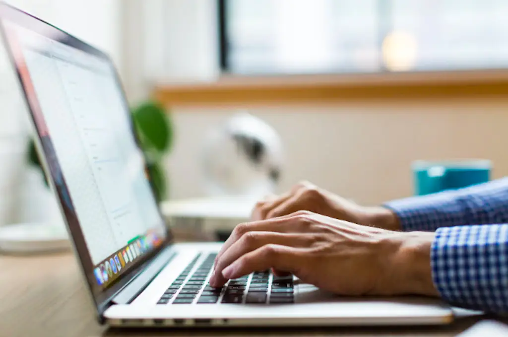 A person using a laptop.