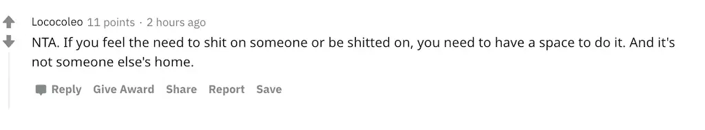 A Reddit comment.