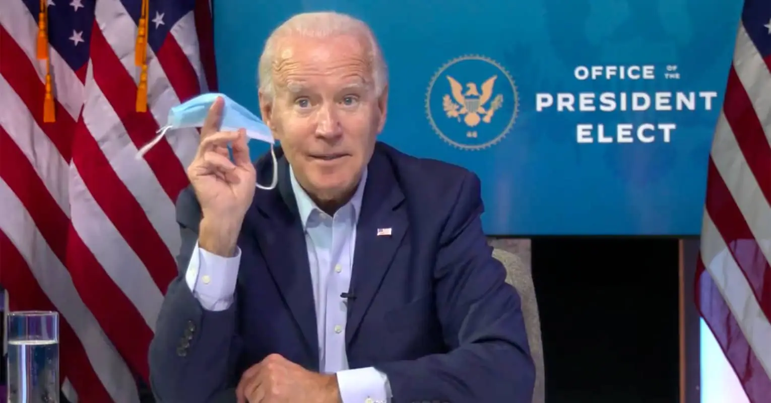 Joe Biden says he will ask the public to wear masks during his first 100 days in office
