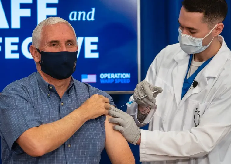 Mike Pence being vaccinated.