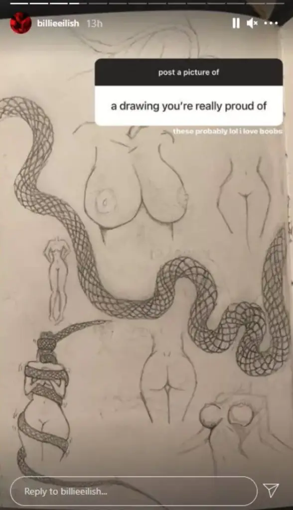 Billie Eilish lost 100,000 followers over some drawings of boobs.